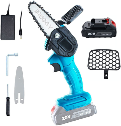 Mini Chainsaw, Handheld Cordless Electric Chainsaw with 1Pcs Batteries and Chain, Portable Electric Chainsaw for Bushes and Trees (Pruning of Branches)