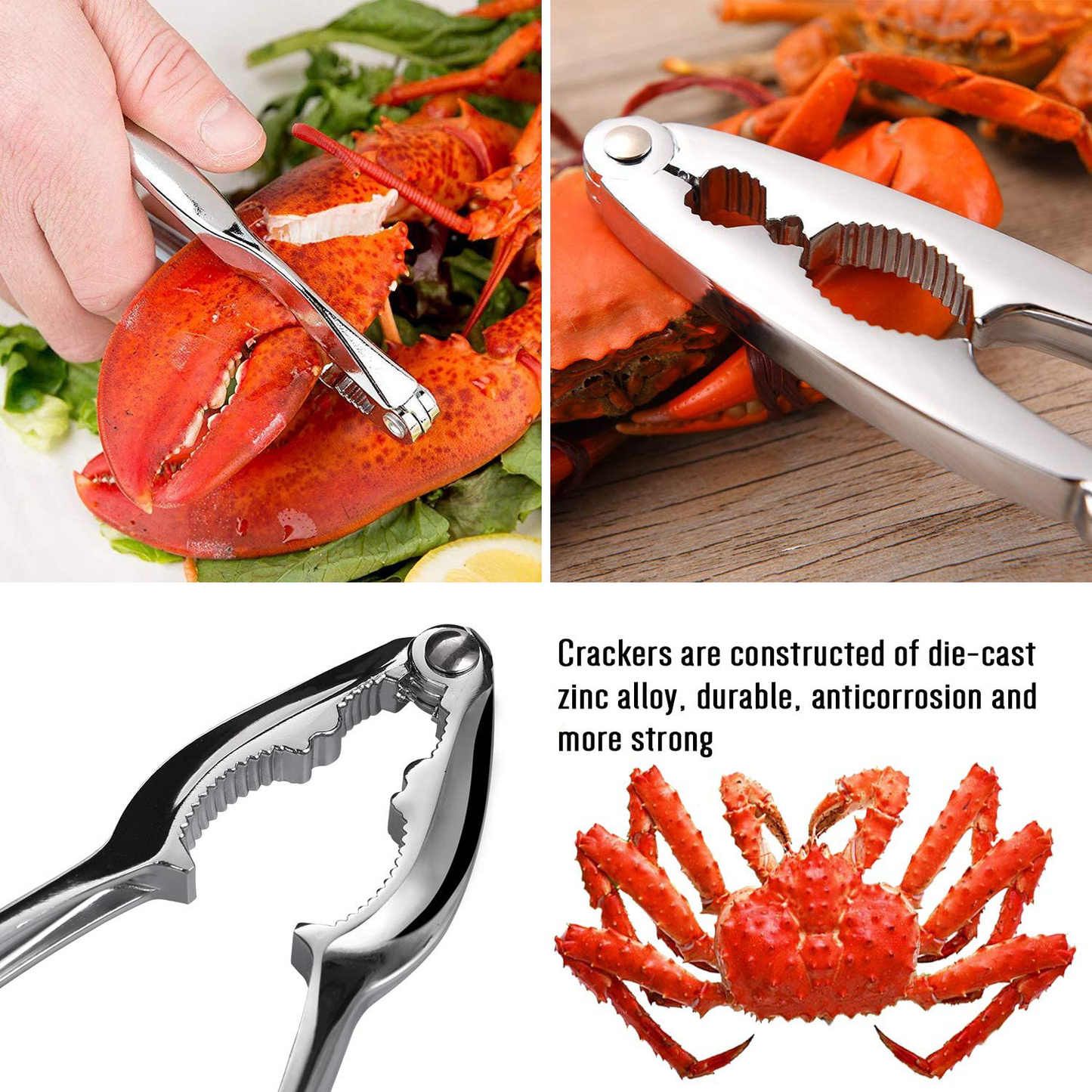 Hiware 19-piece Seafood Tools Set includes 6 Crab Crackers, 6 Lobster Shellers, 6 Crab Leg Forks/Picks and 1 Seafood Scissors & Storage Bag - Nut Cracker Set