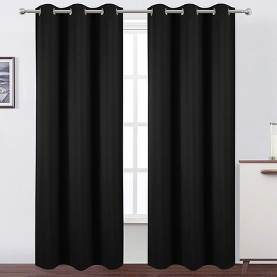 LEMOMO Black Thermal Blackout Curtains/42 x 95 Inch/Set of 2 Panels Room Darkening Curtains for Bedroom