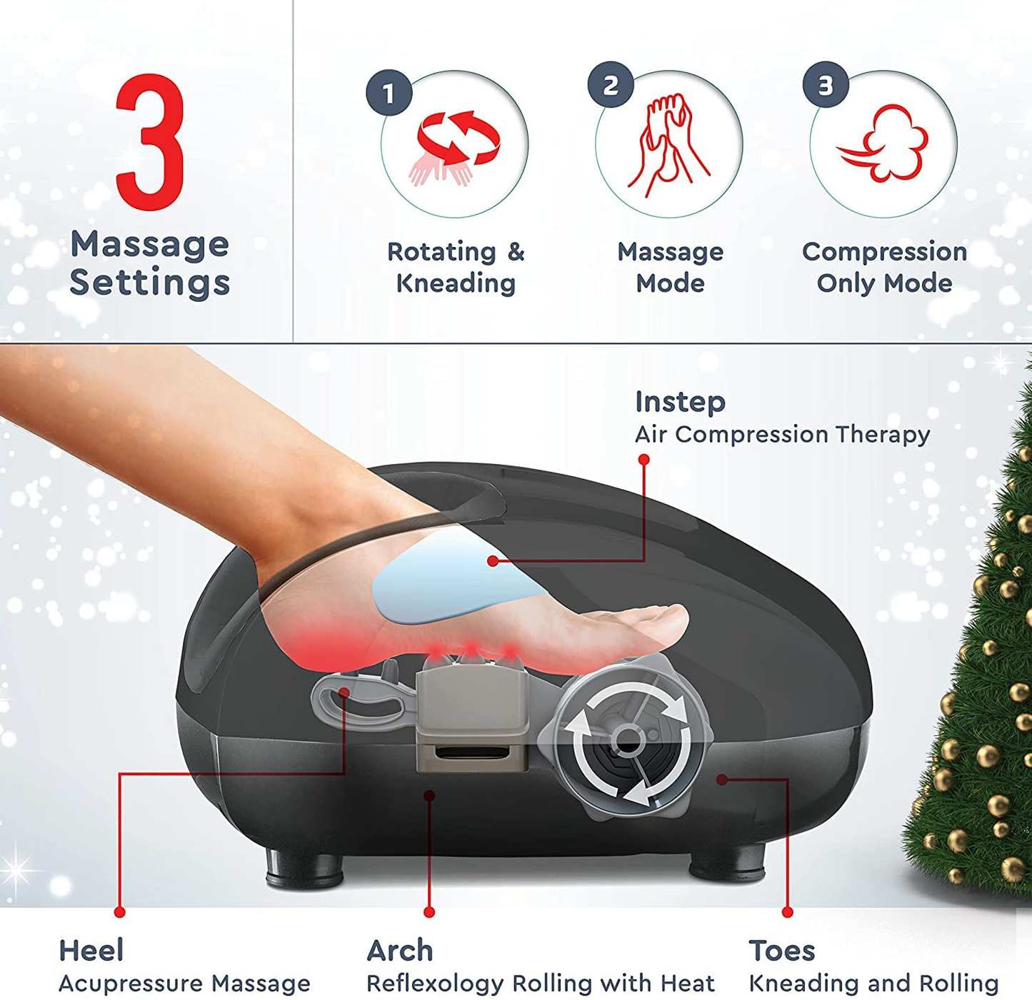 Shiatsu Foot Massager Machine - Plantar Fasciitis Relief with Heat Therapy, Foot Massagers for Neuropathy Pain and Circulation, Feet Massager for Pain Relief, Best Christmas Gift for Women Men Mom Dad