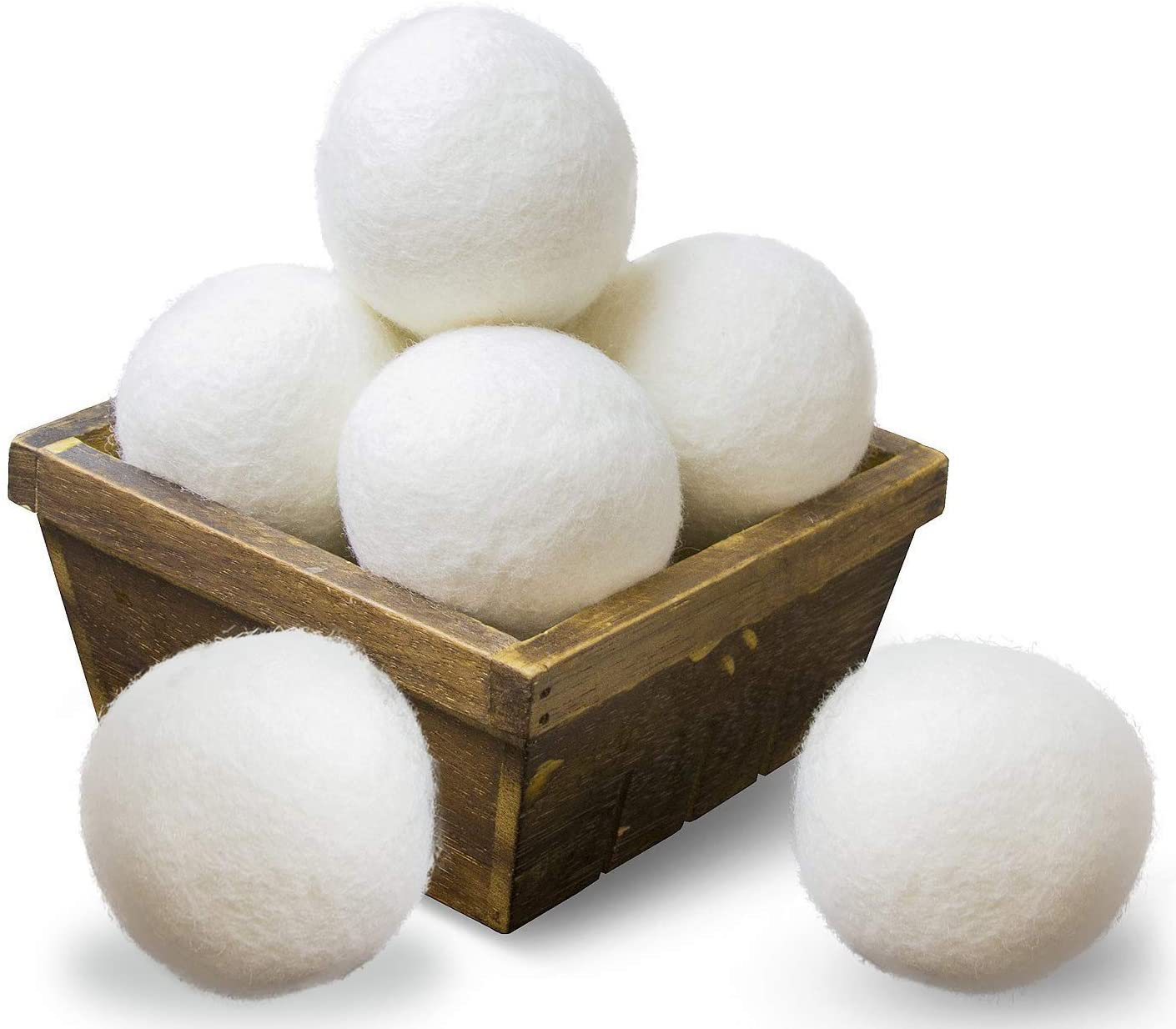Snugpad Wool Dryer Balls XL Size 6 Pack, Natural Fabric Softener 100% Organic Premium New Zealand Wool, No Fillers, anti Static, Lint Free, Odorless, Chemical Free and Reduces Wrinkles, 1000+ Loads, Baby Safe, Saving Energy & Time, White 6 Count