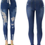 Weigou Women Hole Ripped Jeans Distressed Drawstring Elastic Waist Stretch Skinny Pants Jeans Women