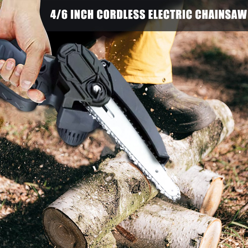 21V Cordless Mini Chainsaw with 2 Guide Plates & 2 Pack Rechargeable Batteries