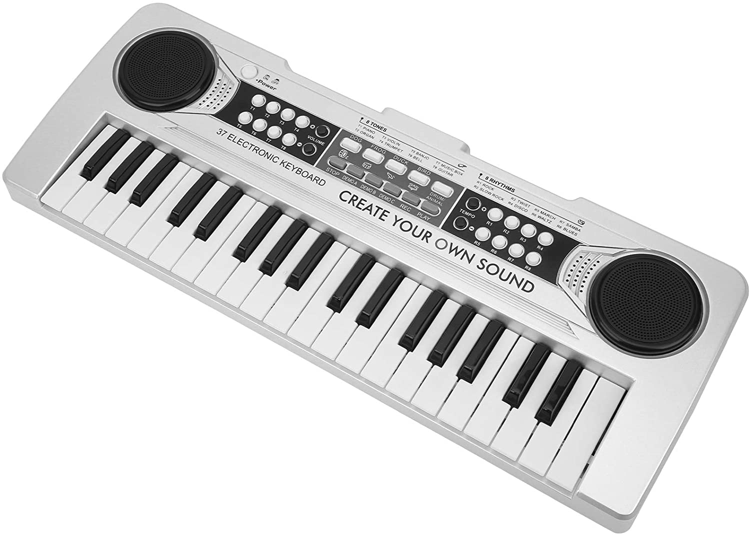 37 Keys Kids Piano Electric Keyboard Starter Music Keyboard Electric Piano Musical Instrument with Microphone(Silver)