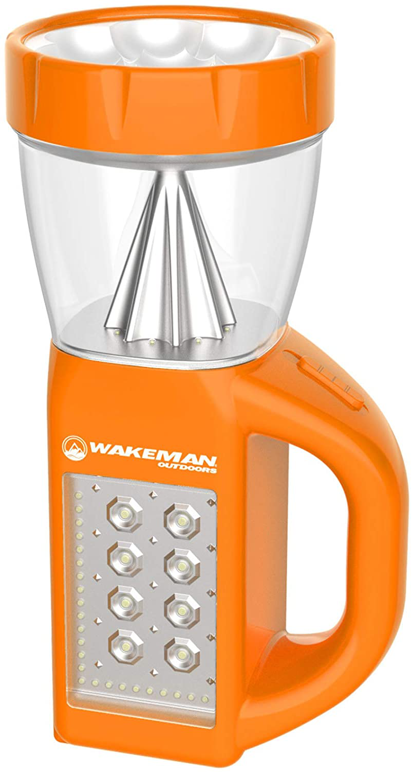 LED Lantern Flashlight Combo- 3-In-1 Lightweight Lamp with Side Panel Light- Portable for Camping, Hiking & Emergencies by Wakeman Outdoors (Orange)