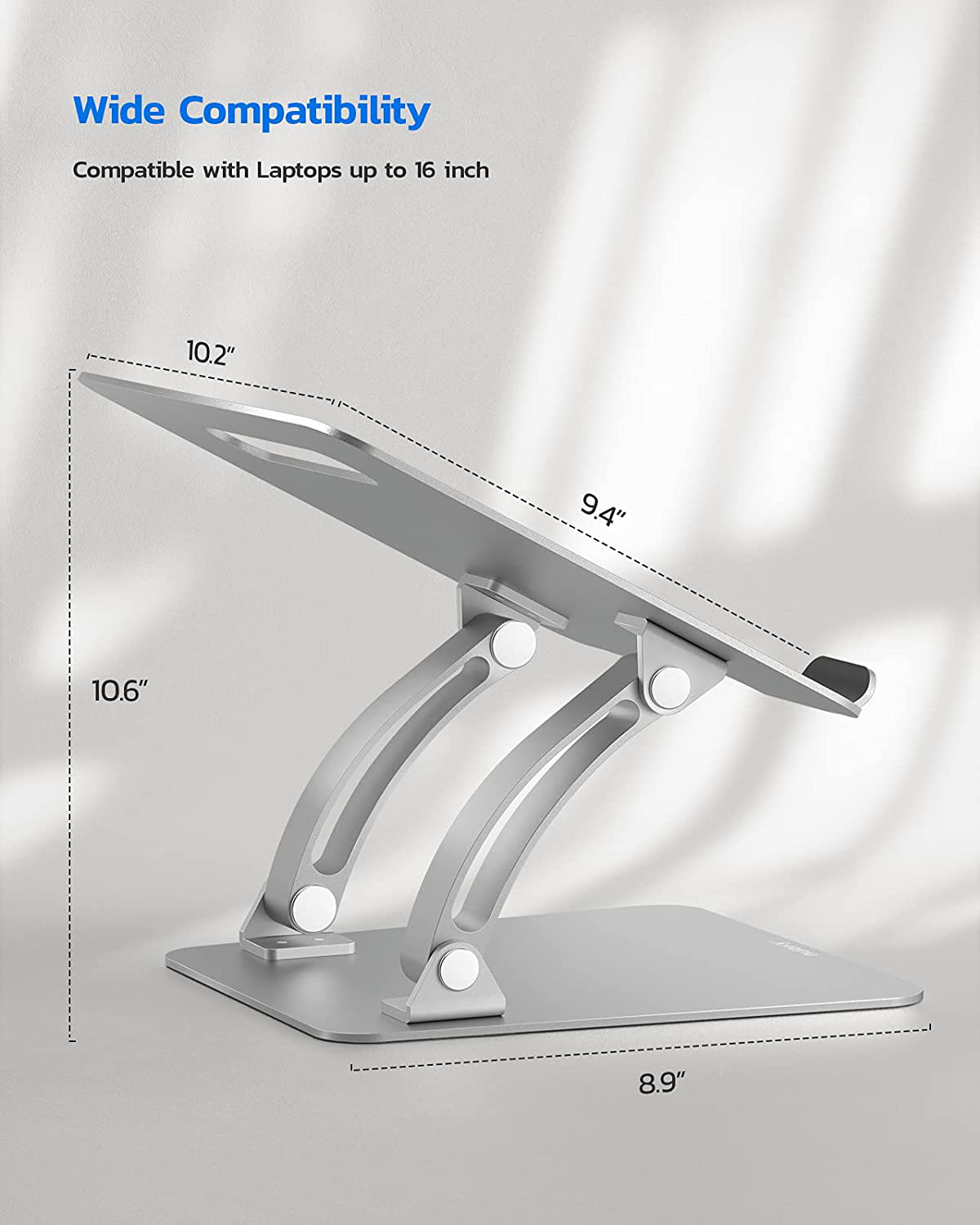 Nulaxy Laptop Stand, Ergonomic Height Angle Adjustable Computer Laptop Holder Compatible with All Laptops 11-17", Supports Up to 44 Lbs