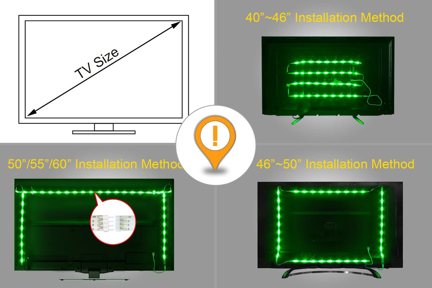 PANGTON VILLA Led Strip Lights 14.3 Feet for 65-75in Tv, USB Backlight Kit with Remote 16 Color 5050 RGB Bias Mood Lamp for Bedroom, Room HDTV, ft, 14