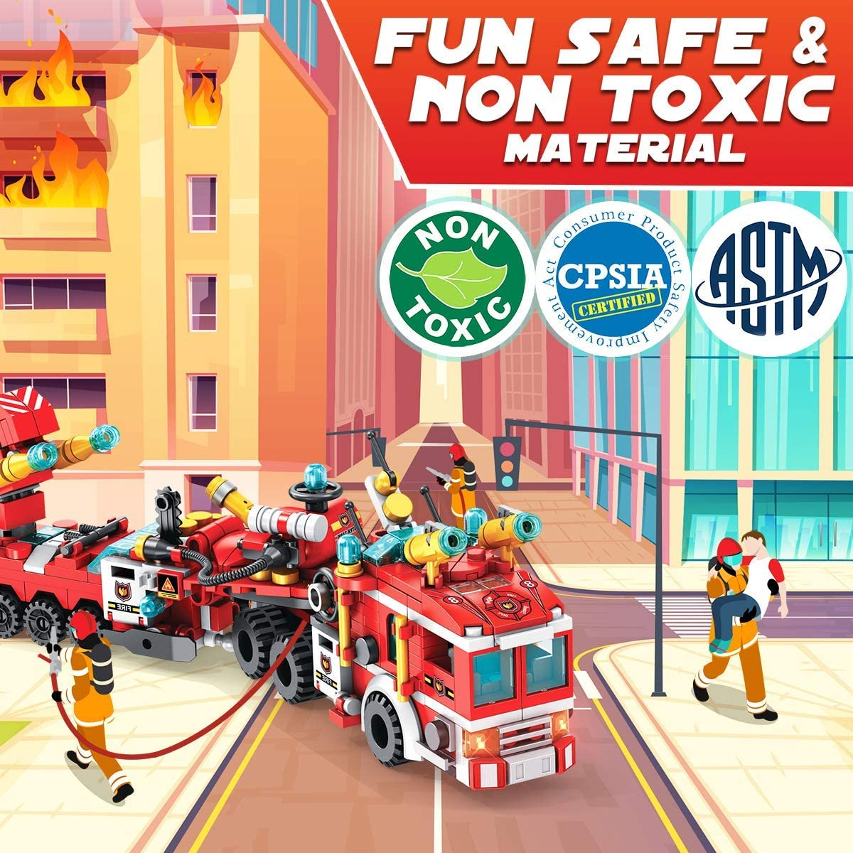 Construction Building Toys for Kids - 25 in 1 Fire Truck Boat Helicopter Car Toy Building Blocks Model Kit Educational STEM Activities Gifts for Boys Girls Teen Age 6 7 8 9 10 11 12 Year Old