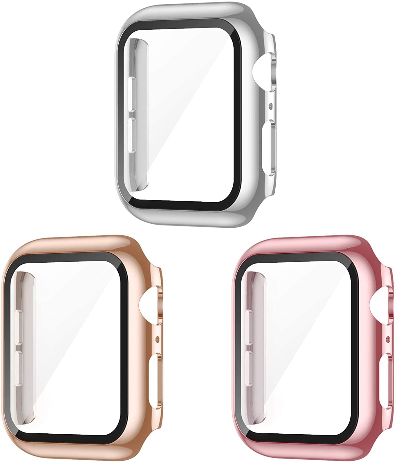 AVIDDA 3 Pack Case with Tempered Glass Screen Protector for Apple Watch 38mm Series 3/2/1, Slim Guard Bumper Full Coverage HD Ultra-Thin Cover Compatible with iWatch 38mm