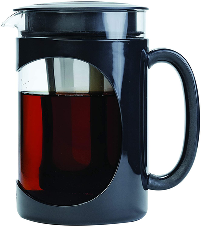 Primula Burke Deluxe Cold Brew Iced Coffee Maker, Comfort Grip Handle, Durable Glass Carafe, Removable Mesh Filter, Perfect 6 Cup Size, Dishwasher Safe, 1.6 Qt, Black