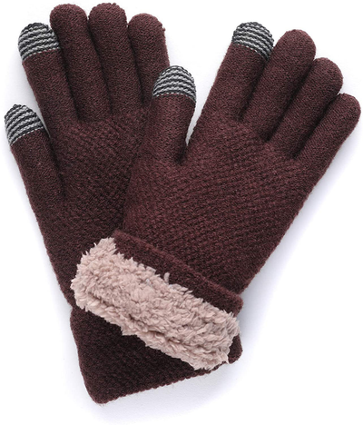 Men's Winter Gloves with Touch Screen Fingers Warm Fleece Lined Knit Gloves for Cold Weather
