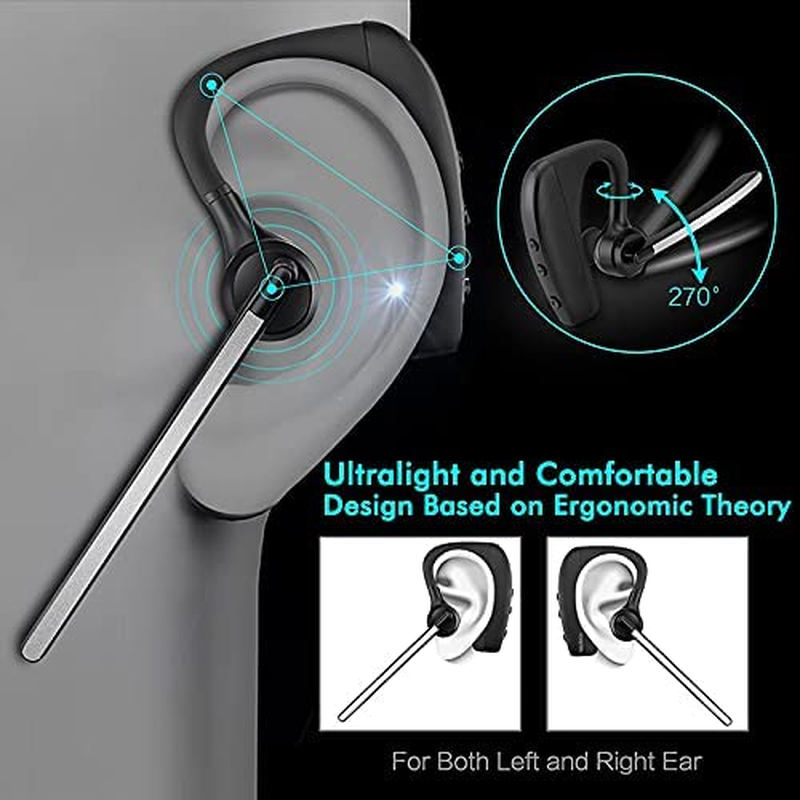 Bluetooth Headset GT Life Wireless Bluetooth Earpiece V5.0 Earphone Headset Handsfree with Mic Cell Phone Noise Cancelling In-Ear 24 Hrs Driving for Iphone Samsung Android Laptop Trucker Business