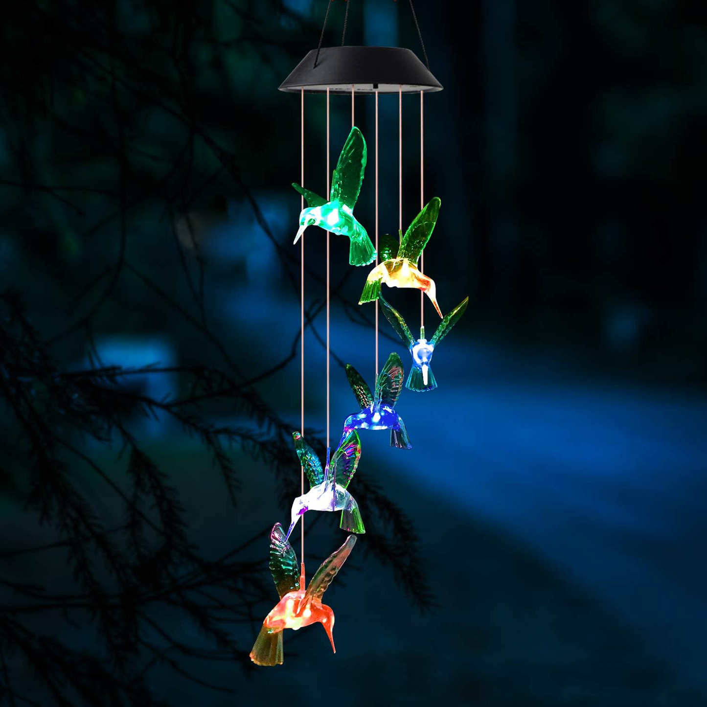 JOBOSI Wind Chimes, Hummingbird Wind Chimes Outdoor,Solar Wind Chimes, Gifts for Mom, Birthday Gifts for Women.