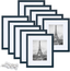upsimples 8x10 Picture Frame Set of 10,Display Pictures 5x7 with Mat or 8x10 Without Mat,Multi Photo Frames Collage for Wall or Tabletop Display,Navy Blue