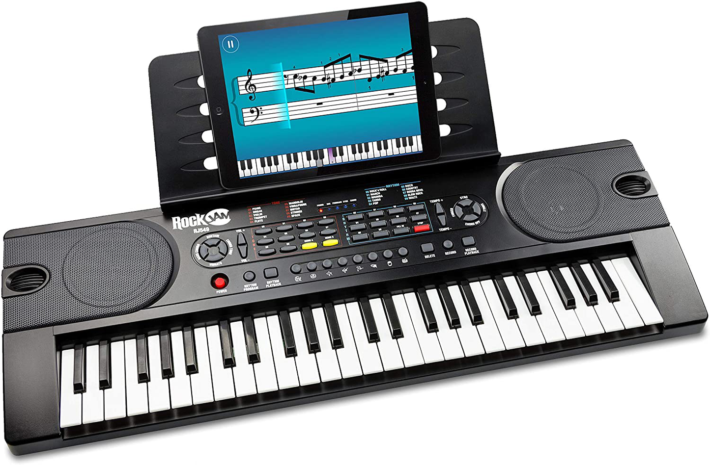 Rockjam (RJ549) 49-Key Portable Electric Keyboard Piano with Power Supply, Sheet Music Stand and Simply Piano App