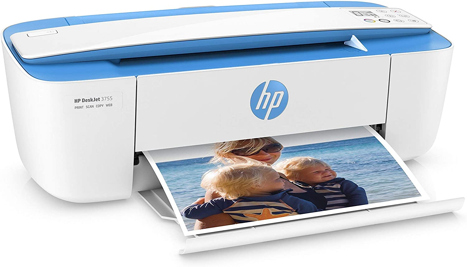 HP Deskjet 3755 Compact All-In-One Wireless Printer with Mobile Printing, HP Instant Ink & Amazon Dash Replenishment Ready - Blue Accent (J9V90A) (Renewed)