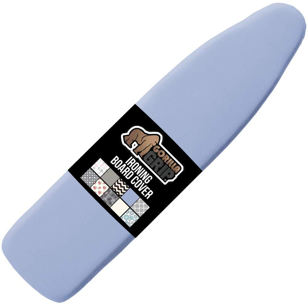 Gorilla Grip Reflective Silicone Ironing Board Cover, Resist Scorching and Staining, 15x54 Inch, Hook and Loop Fastener Straps, Pads Fit Large and Standard Boards, Elastic Edge, Thick Padding, Blue