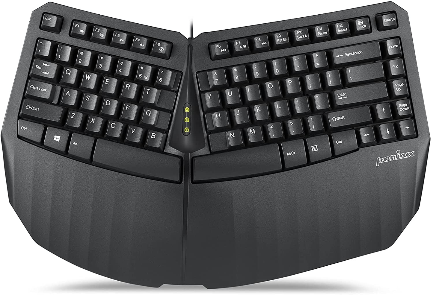 Perix Wired USB Ergonomic Compact Split Keyboard - 15.75X10.83X2.17 Inches TKL Design - Black - US English