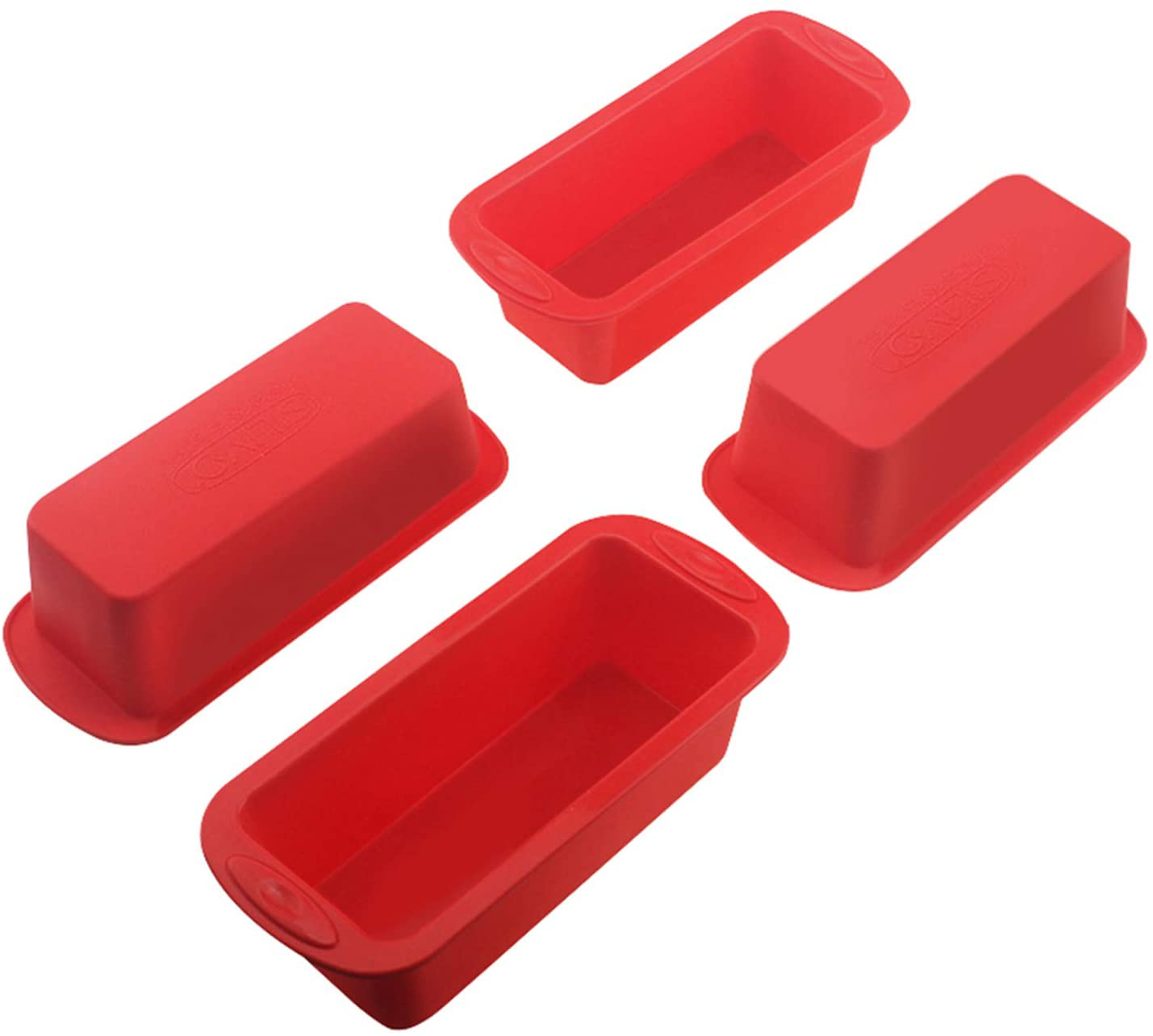 Set of 4 Silicone Mini Loaf Pan -- SILIVO Non-Stick Mini Loaf Baking Pans, Mini cake pan, Mini Bread Loaf pans for Cake, Bread , Meatloaf and Quiche - 5.7"x2.5"x2.2"