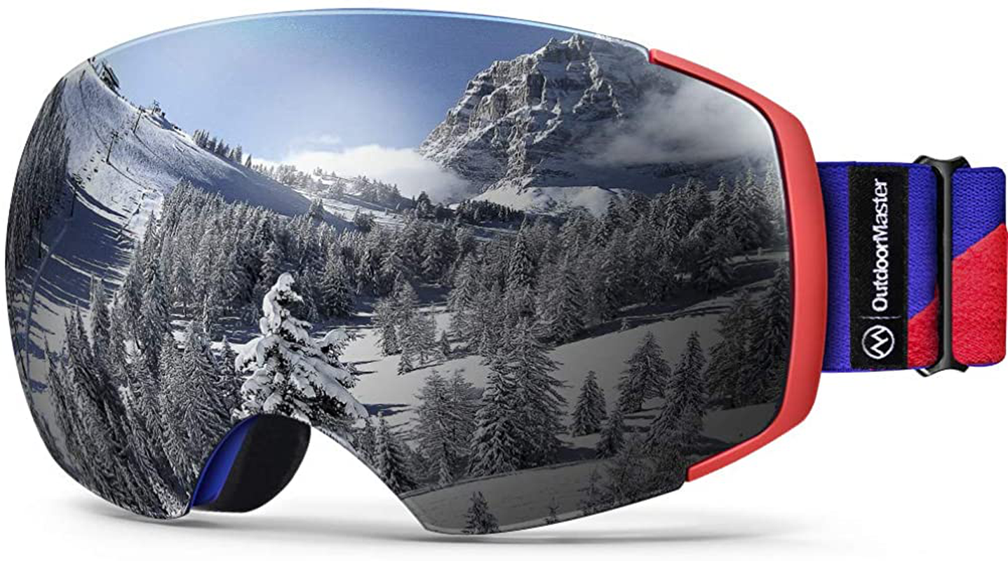 Outdoormaster Ski Goggles PRO - Frameless, Interchangeable Lens 100% UV400 Protection Snow Goggles for Men & Women