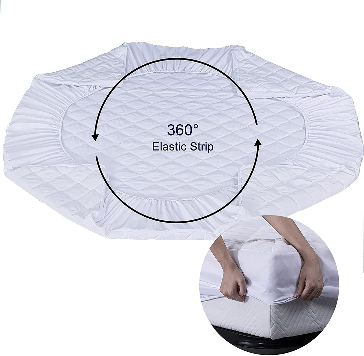 Molblly King Quilted Fitted Mattress Pad Cooling Fluffy Bed Topper with 18 Inch Deep Pocket Breathable & Noiseless Mattress Protector Soft Bed Mattress Cover, White (76"x 80")