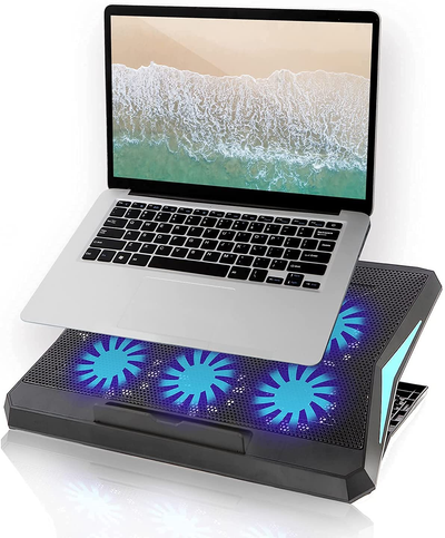 Laptop Cooling Pad Laptop Cooler 6 Quiet Cooling Fans for 10-15.6 Inch Laptop, Dual USB 2.0 Ports, Portable 6 Angle Adjustable Laptop Fan Cooling Pad