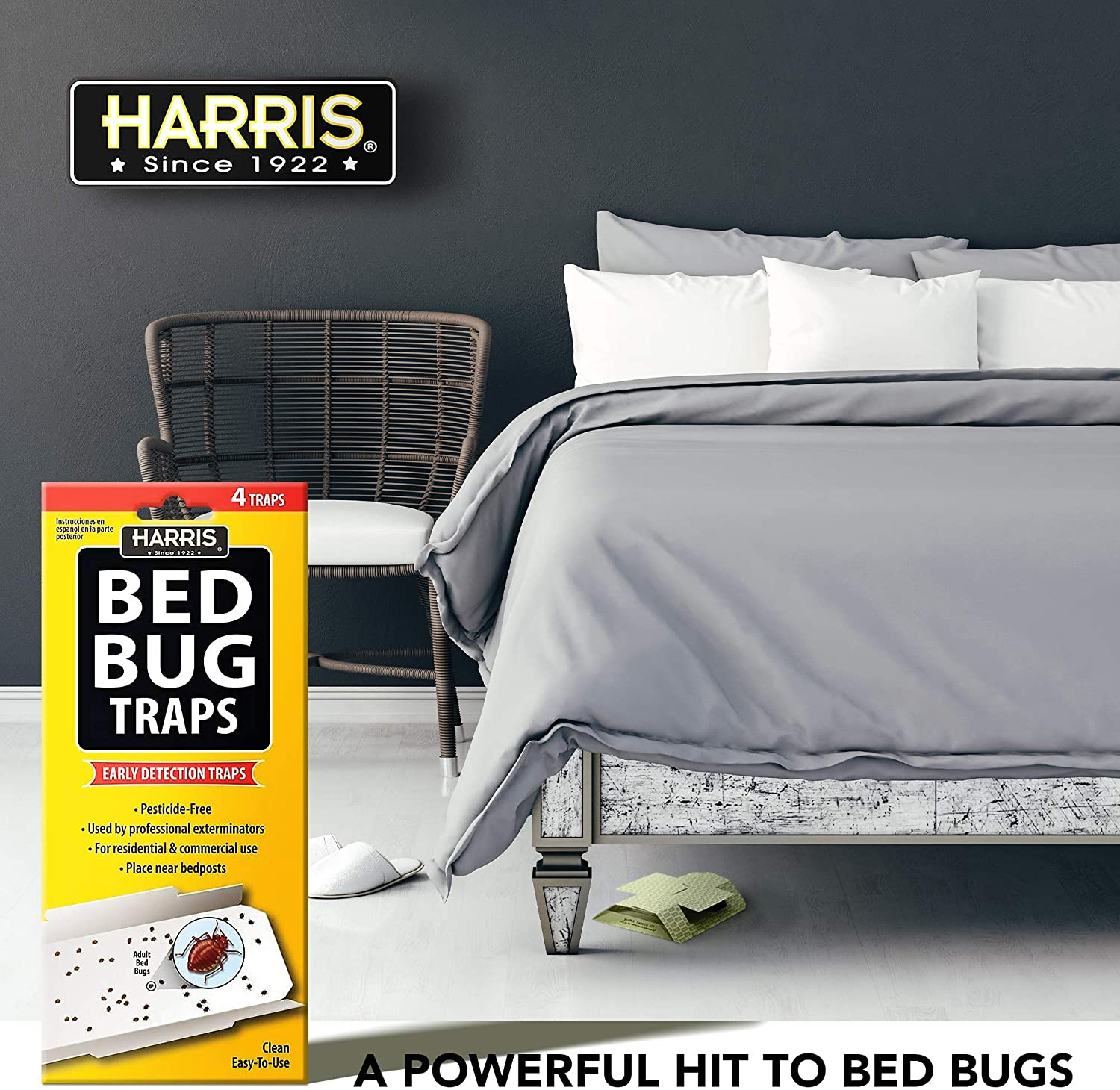 Harris Bed Bug Traps for Early Detection & Monitoring, 4 Pack