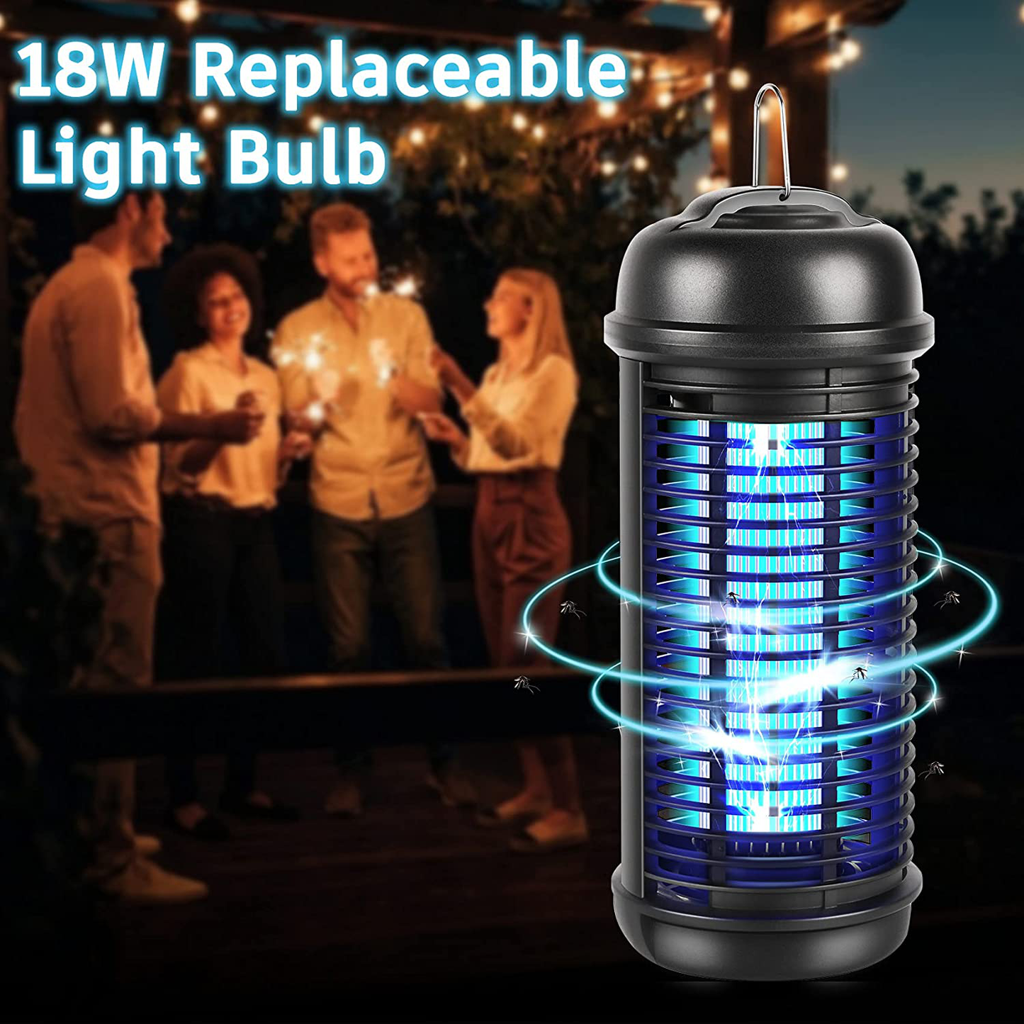 18W Electric Mosquito Bug Zapper Light Bulb, 4250V Outdoor Insect Killer, Plugged in Pest Killer for Backyard, Patio, Porch and Deck, Waterproof Ultraviolet Mosquito Attractant.