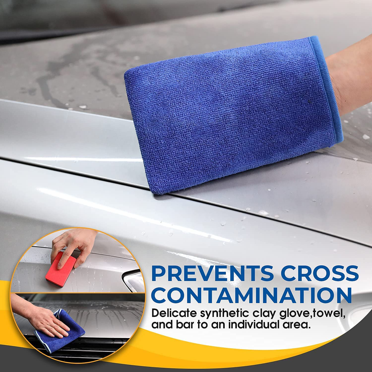Fine Grade Microfiber Clay Bar Towel Mitt and Eraser Set Automotive Detailing Clay Towel Kit Alternative for Car Detailing and Car Wash, Great Gift for him