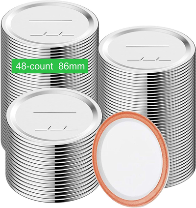 Wide Mouth Canning Lids, Enouvos 48-Count Canning Lids, Split-Type Lids for Mason Jar Wide Canning Lids Bulk,100% Fit and Airtight for Wide Mouth Jars (86mm Wide Mouth(48 Lids))