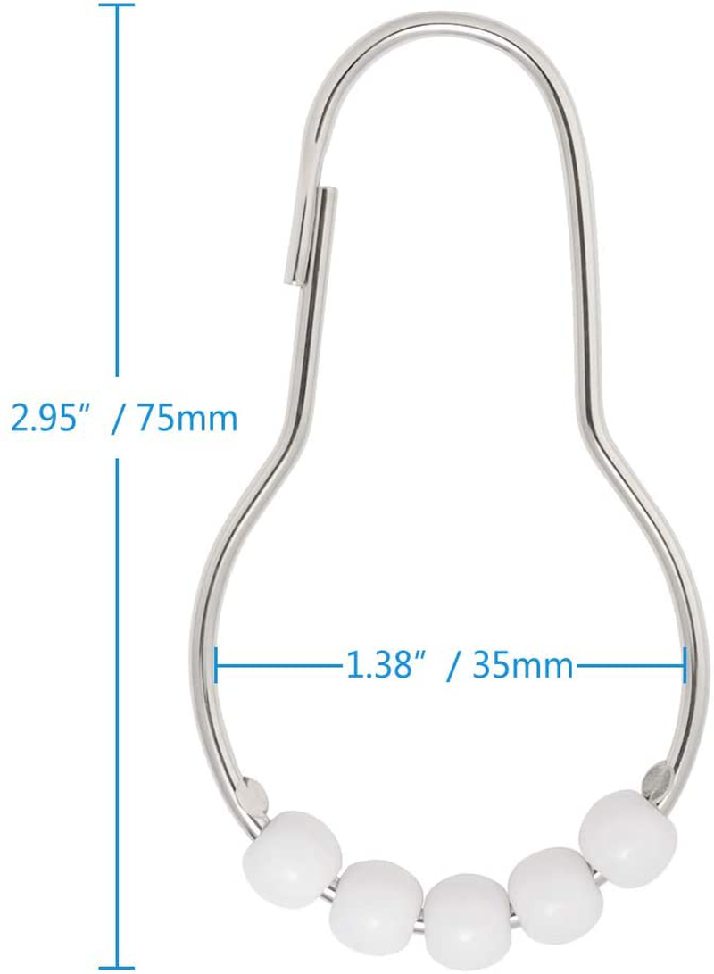 Amazer Shower Curtain Hooks Rings, Stainless Steel Shower Curtain Rings and Hooks for Bathroom Shower Rods Curtains-Set of 12