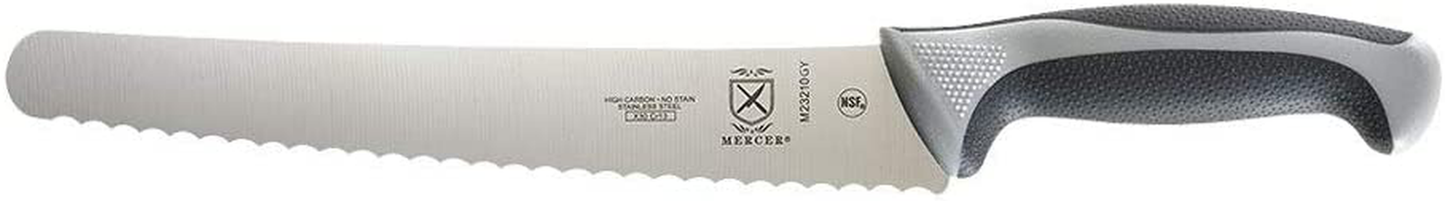 Mercer Culinary M23210GY Bread Knife, 10-Inch Wavy Edge Wide, Grey