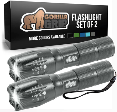2 Pack Tactical Handheld LED Flashlight, Ultra Bright 5 Mode, Long Lasting, Water Resistant, High Lumen, 750 FT Zoom Flashlights, Camping Accessory, Outdoor Gear, Emergency Outages, Black