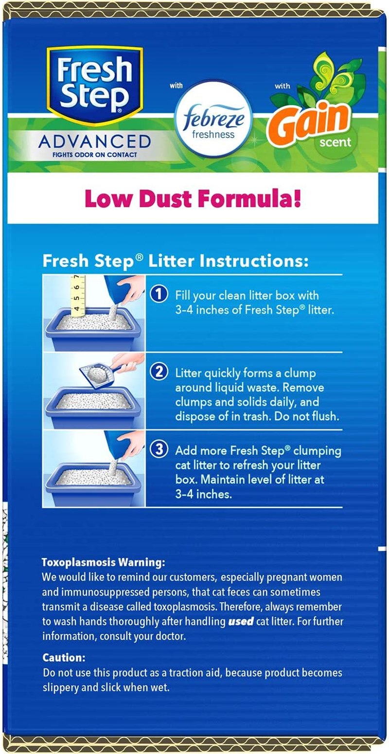 Fresh Step Advanced Cat Litter, Clumping Cat Litter, 99.9% Dust-Free, Gain Scent, 37 lbs Total ( 2 Pack of 18.5 lb Boxes)