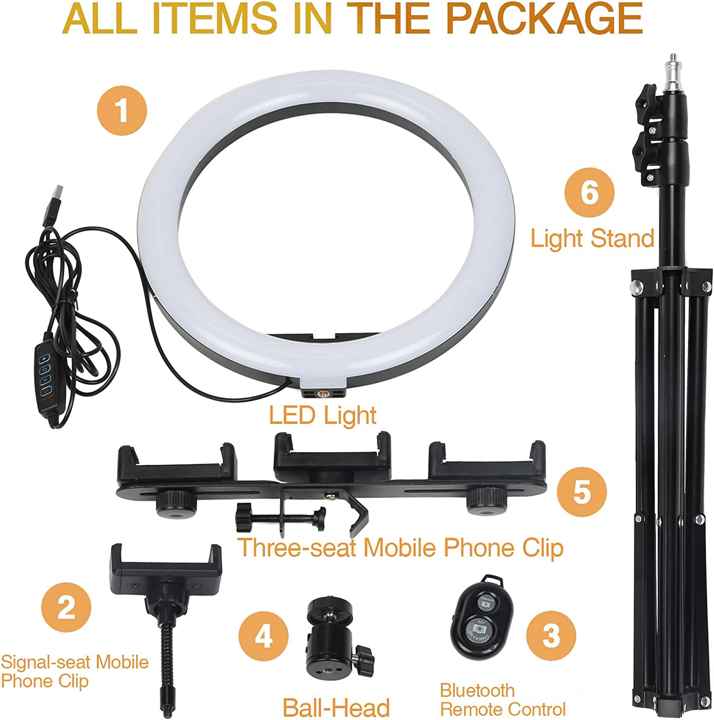 10" Ring Light with Stand, Led Light Ring, Selfie Light Ring with 58'' Extendable Tripod Stand for Live Stream,Youtube, Video, Makeup, Photography, Wireless Remote Control, 3 Light Modes &10 Brightness 