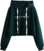 Milumia Women Letter Print Drawstring Hooded Sweatshirt Long Sleeve Crop Hoodie Top