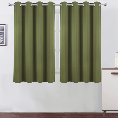 LEMOMO Olive Green Thermal Blackout Curtains/52 x 54 Inch/Set of 2 Panels Room Darkening Curtains for Bedroom
