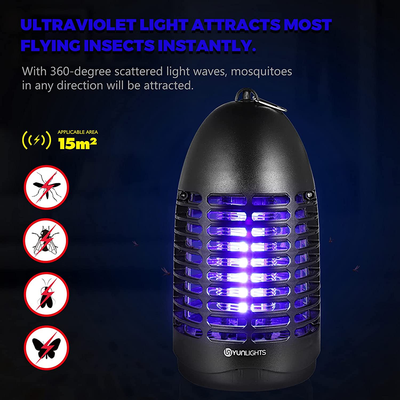 YUNLIGHTS Electric Fly Killer, 7w Plug-in Fly Traps Mosquito Bug Zapper with Hanging Hook, Powerful Flying Insect Trap Mosquito Killer Lamp for Home Indoor Outdoors