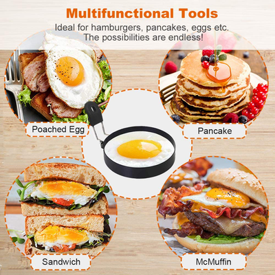 COTEY Large 3.5" Nonstick Egg Rings Set of 2, round Crumpet Ring Mold Shaper for English Muffins Pancake Cooking Griddle - Portable Grill Accessories for Camping Indoor Breakfast Sandwich Burger