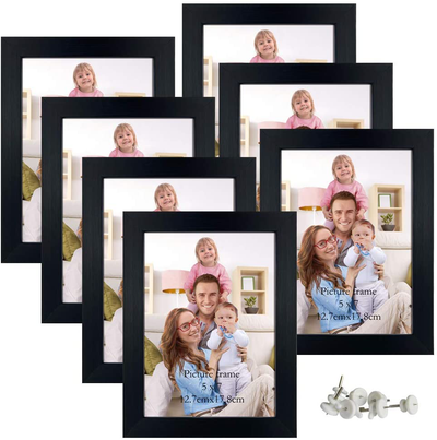 Giftgarden 5x7 Picture Frame 7 Pack Real Glass Black Frames Set for Tabletop Display or Gallery Wall