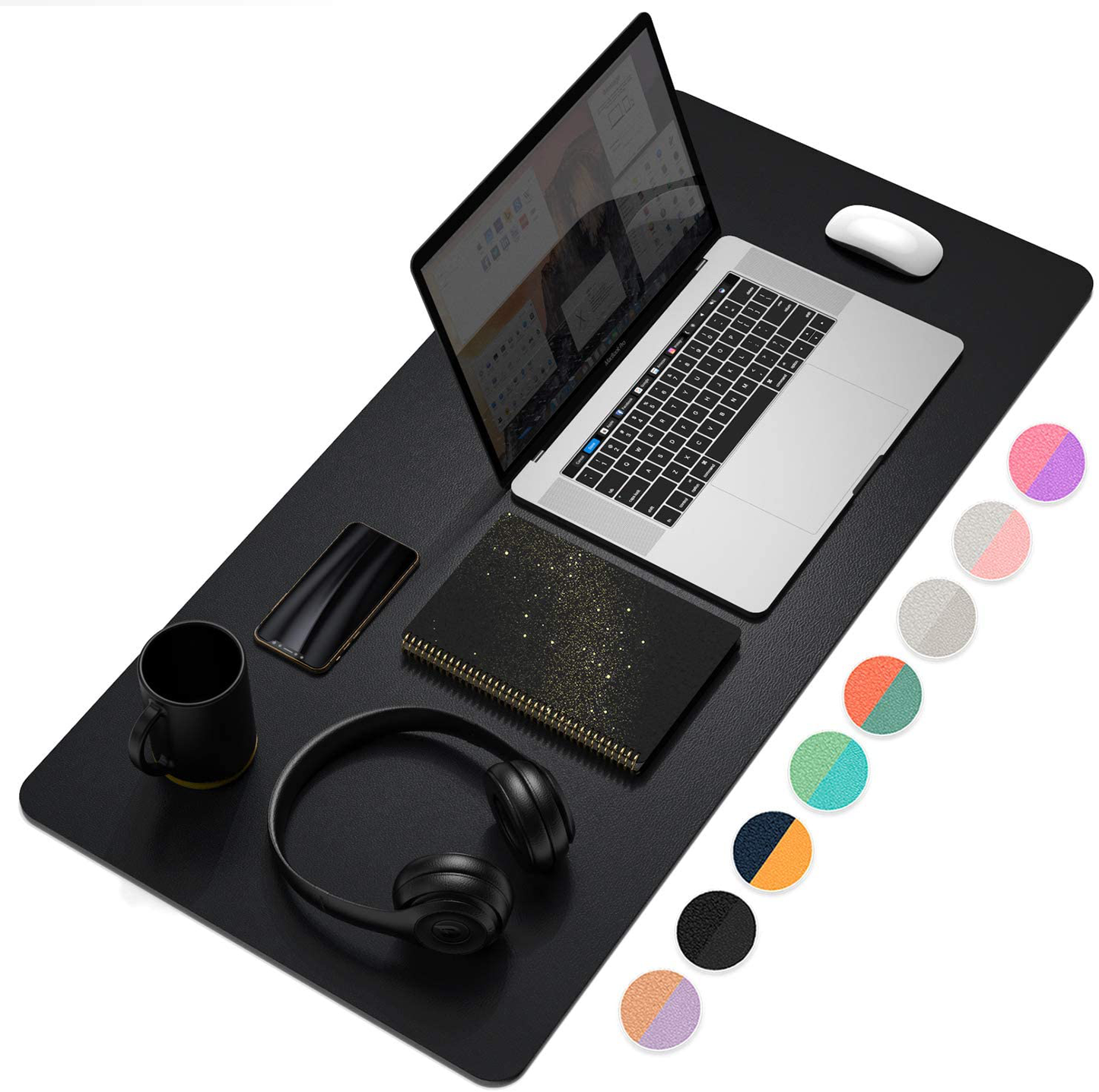 YSAGi Multifunctional Office Desk Pad, Ultra Thin Waterproof PU Leather Mouse Pad, Dual Use Desk Writing Mat for Office/Home (31.5" x 15.7", Black)