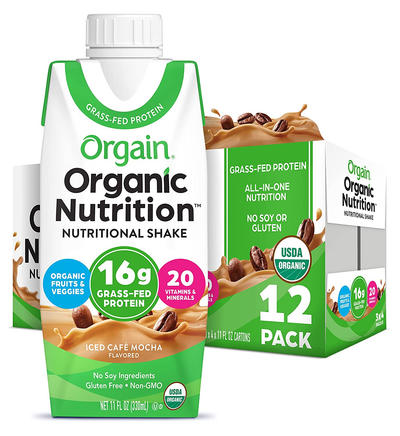 Orgain Organic Nutritional Shake, Iced Cafe Mocha - 16G Protein, 20 Vitamins & Minerals, Gluten Free, Soy Free, Kosher, Non-Gmo, 11 Fl Oz (Pack of 12) - Packaging May Vary