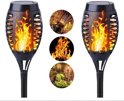 Solar Torch Lights Outdoor,Tiki Torch with Flickering Flame,Waterproof Auto Lighting Dusk to Dawn Landscape Patio Lights for Garden Decor (Mini Size / 12 Led / 2/4 Pack)