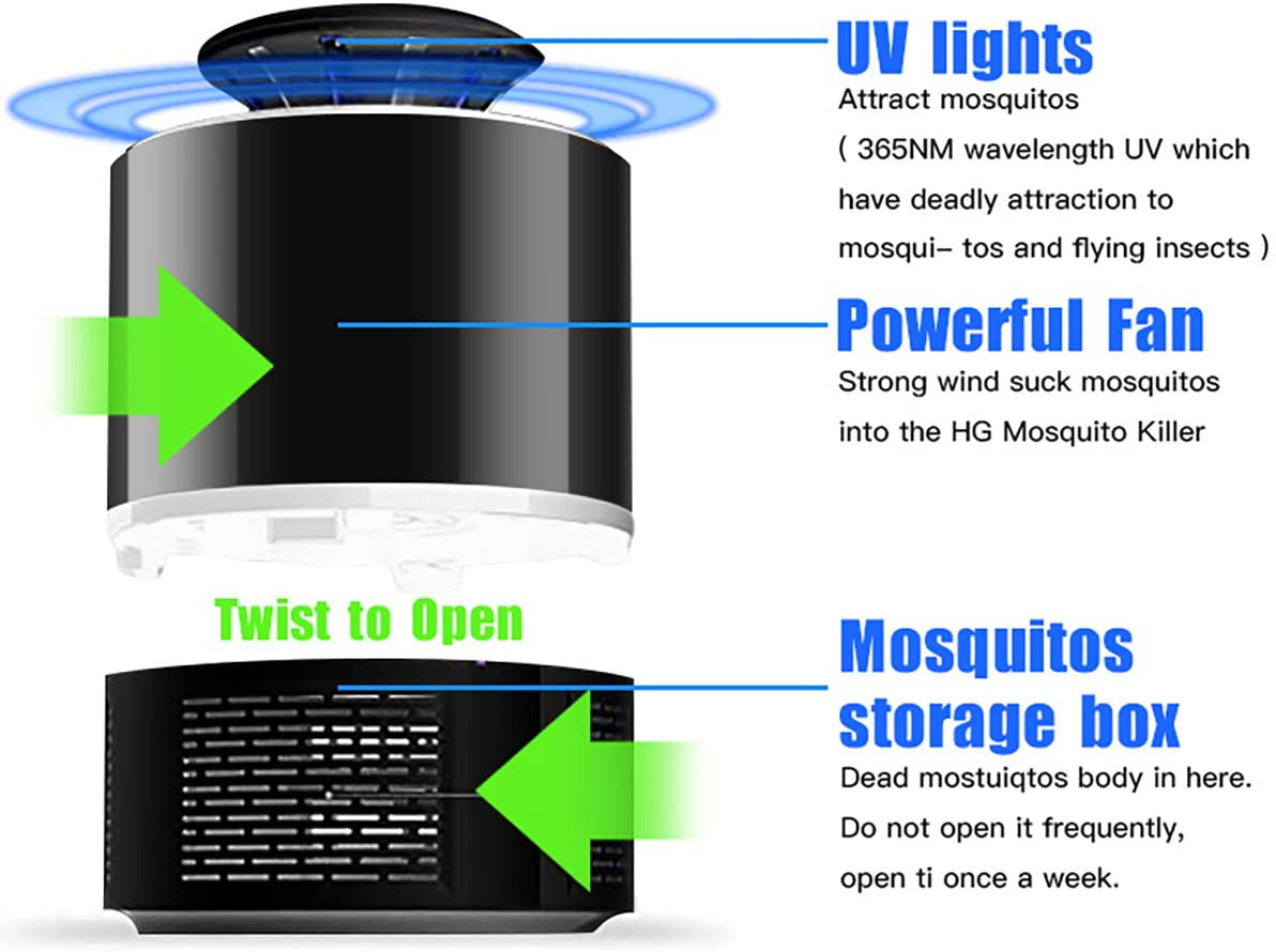 AICase Electric Mosquito Killer,USB UV Lamp Bug Zappers No Noise No Radiation Insect Killer Flies Trap with Trap Lamp for Indoor Home