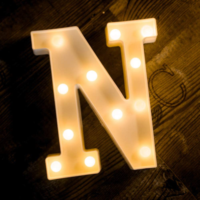Foaky LED Letter Lights Sign Light Up Letters Sign for Night Light Wedding/Birthday Party Battery Powered Christmas Lamp Home Bar Decoration(N)