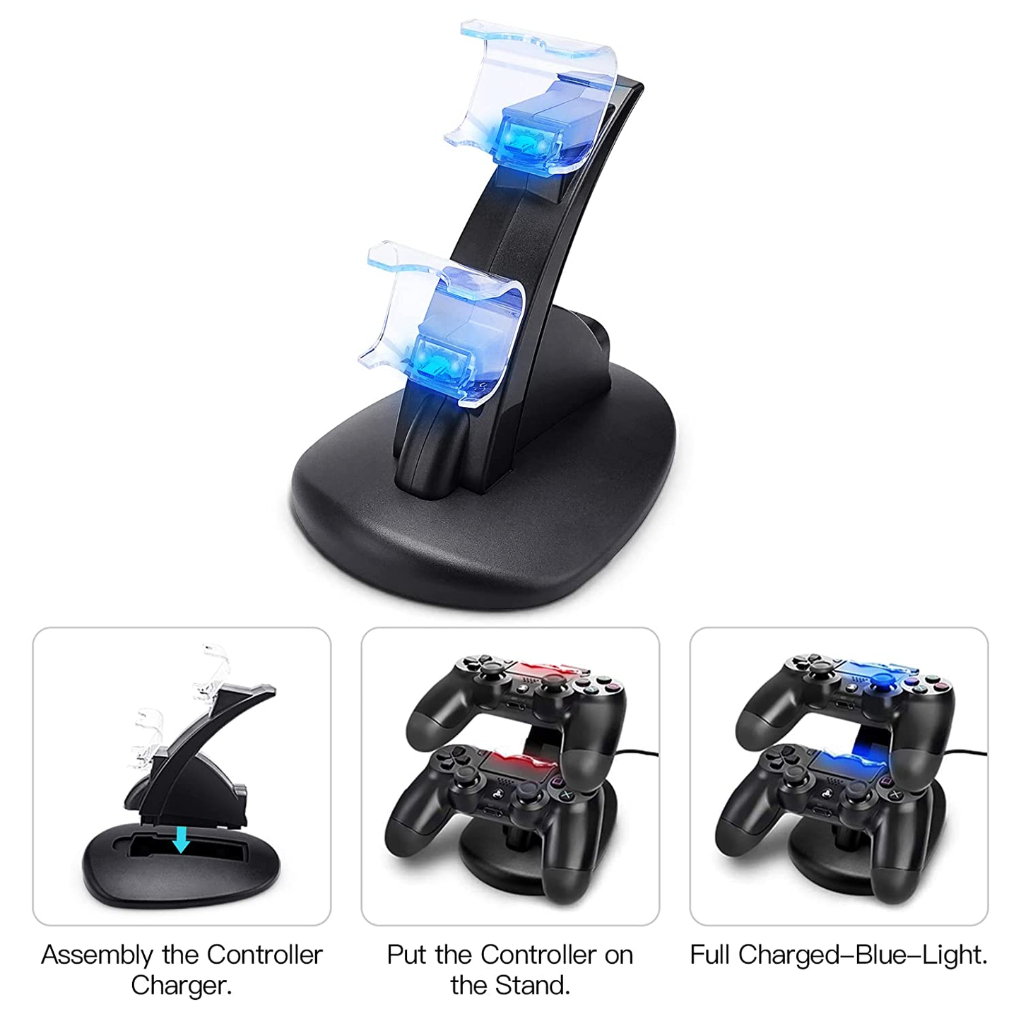 Playstation4 Regular Slim Pro Controller Charger, SUNKY LED Gaming Console Charging Stand USB Dock Station Mount Cradle for Sony PS4