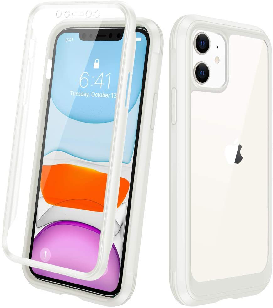 Full Body Rugged Case with Built-in Touch Sensitive Anti-Scratch Screen Protector, Soft TPU Bumper Case Cover Compatible with iPhone 11 6.1"