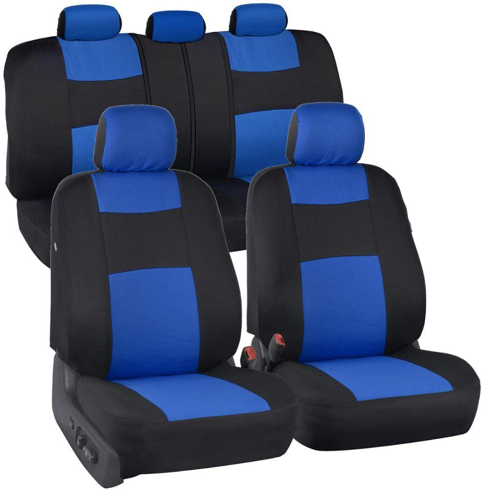 BDK PolyPro Car Seat Covers Full Set Front and Rear Split Bench Protection, Easy Install with Two-Tone Accent, Universal Fit for Auto Truck Van SUV