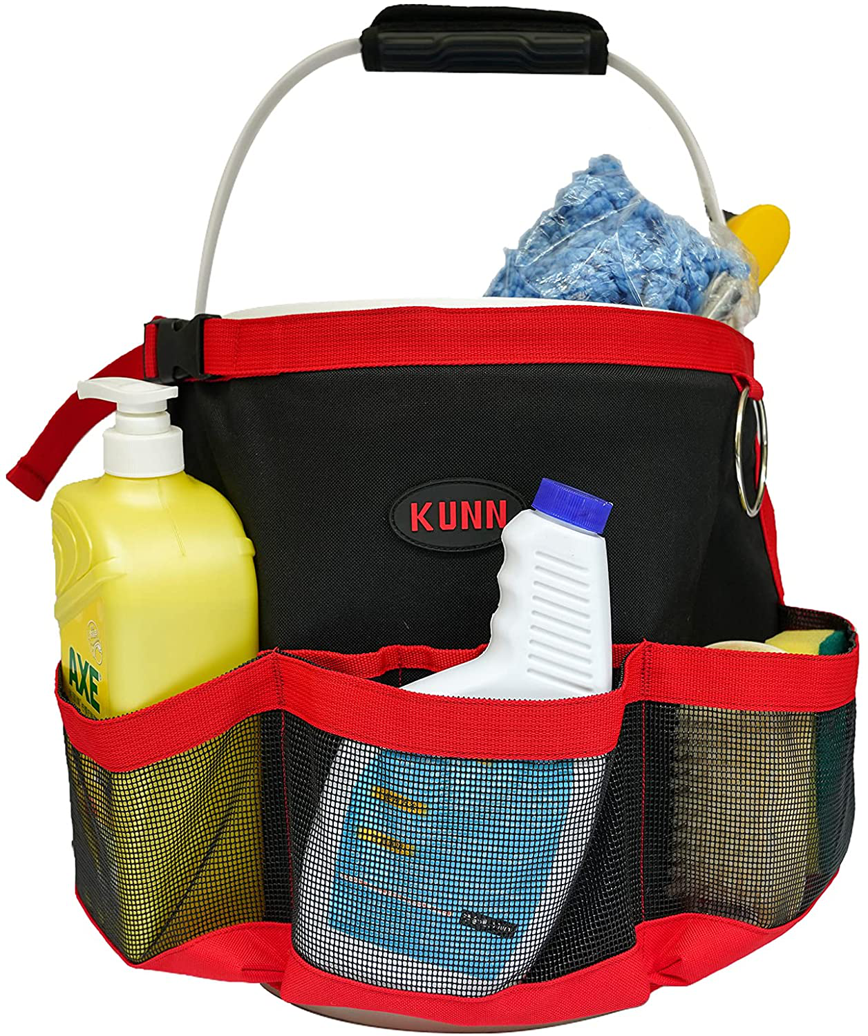 KUNN Car wash bucket tool organizer for 5 Gallon Bucket with Towel Holder Ring ,Soap pockets cleaning bucket organizer Water-resistant Mesh Pockets for Clean Supplier , Car Wash Supplier