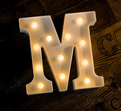 Foaky LED Letter Lights Sign Light Up Letters Sign for Night Light Wedding/Birthday Party Battery Powered Christmas Lamp Home Bar Decoration(M)